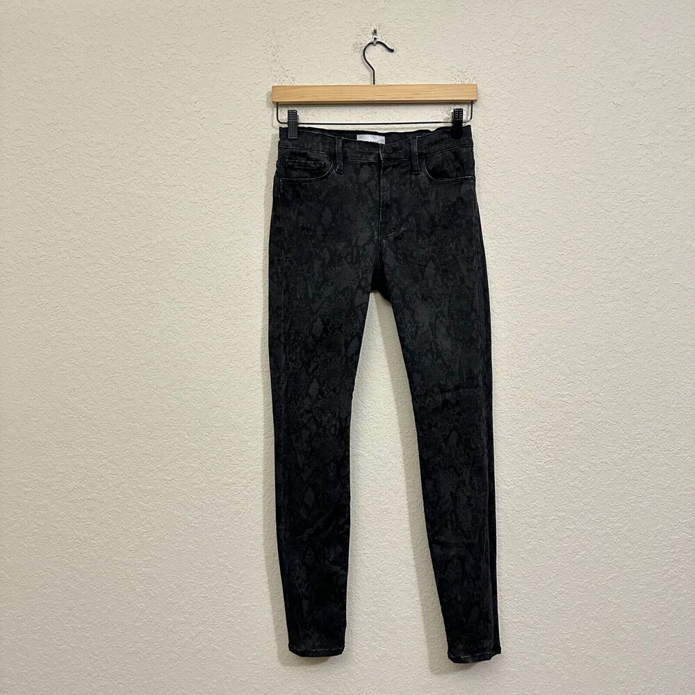 FRAME Denim Le Skinny De Jeanne Jeans Black Snake Print Ankle Gothic